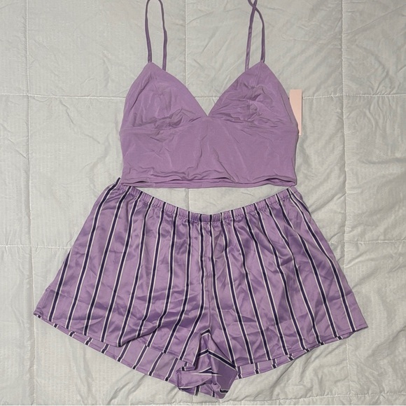 Victoria's Secret Other - Victoria's Secret Lavender Striped Pajama Set